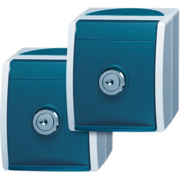 0 Schutzkontaktsteckdose 2 Steckdosen mit 2 gleichen Schlössern (blau, Retail)