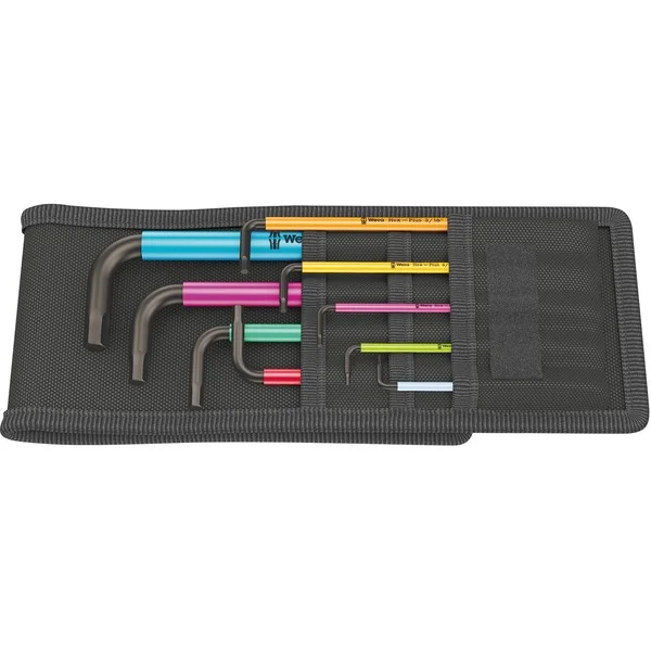 Wera Winkelschraubendreher-Satz 950/9 HexPlus Multicolour Imperial 1 (schwarz, 9-teilig, zöllig, mit Falttasche)