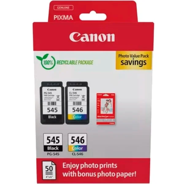 Canon Tinte Photo Value Pack PG-545/CL-546 (inkl. 50 Blatt 10x15 Fotopapier)