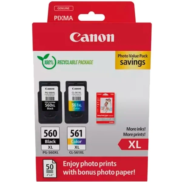 Canon Tinte Photo Value Pack PG-560XL/CL-561XL (inkl. 50 Blatt 10x15 Fotopapier)
