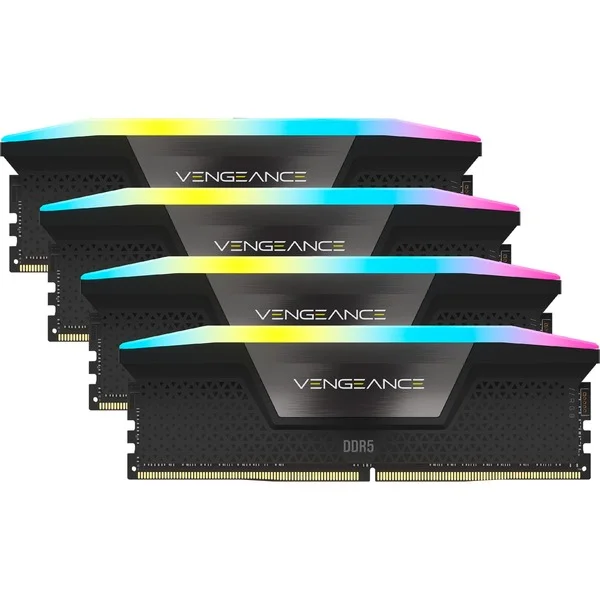 Corsair DIMM 128 GB DDR5-5600 (4x 32 GB) Quad-Kit, Arbeitsspeicher (schwarz, CMH128GX5M4B5600C40, Vengeance RGB, INTEL XMP)