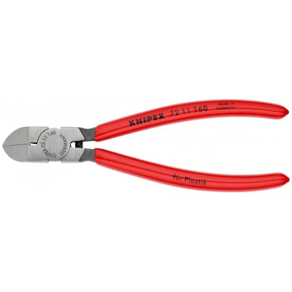 KNIPEX Seitenschneider 72 11 160, für Kunststoff, Schneid-Zange (rot, Länge 160mm)