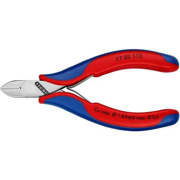 KNIPEX Elektronik-Seitenschneider 77 02 115, Schneid-Zange (rot/blau, Länge 115mm)