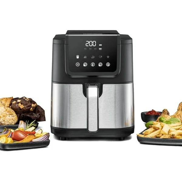 Rommelsbacher Heißluftfritteuse FRH 1500 XL (schwarz/edelstahl, 1.500 Watt, Korb 5 Liter)