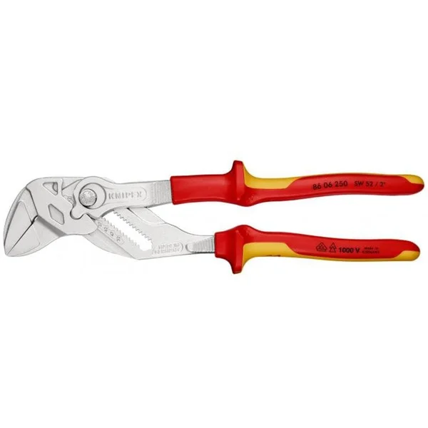 KNIPEX Zangenschlüssel 86 06 250, VDE-isoliert (rot/gelb, Länge 250mm, 19-fach einstellbar)