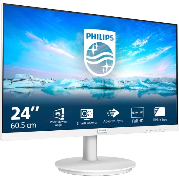 Philips 241V8AW/00, LED-Monitor (60.5 cm (23.8 Zoll), weiß, FullHD, IPS, Adaptive-Sync, HDMI, Lautsprecher)