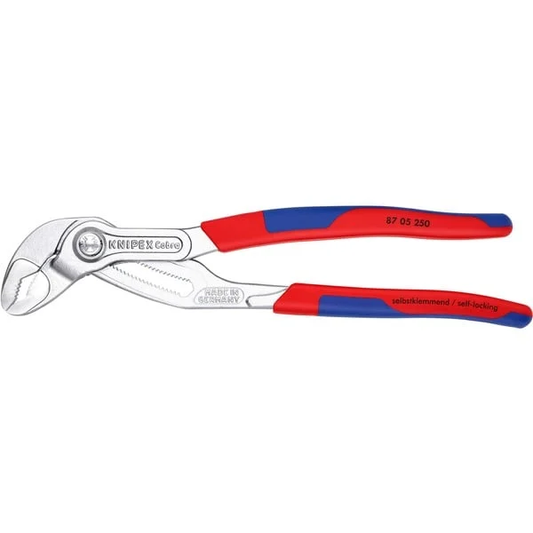 KNIPEX Cobra Rohr- / Wasserpumpen-Zange 87 05 250 (rot/blau, Länge 250mm, für Rohre bis 2")