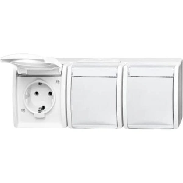 0 Steckdose dreifach CEE 7/3 Typ F (weiß, Retail)