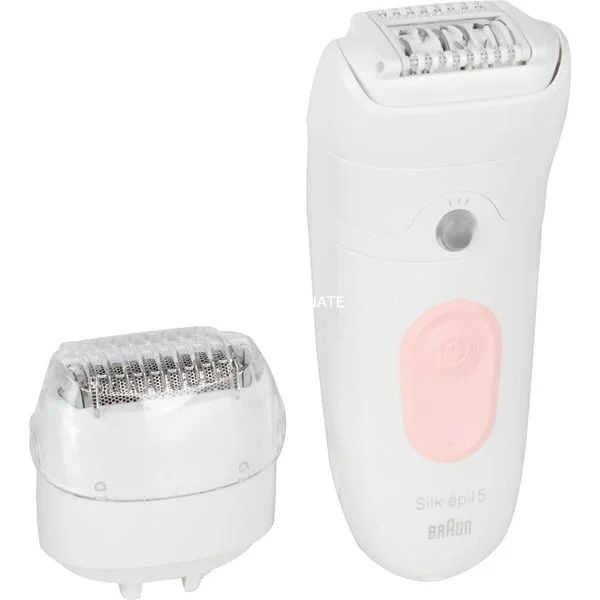 Braun Silk-épil 5-030, Epiliergerät (weiß/rosa, Bikinitrimmer, Rasieraufsatz, Trimmeraufsatz, + Einsteigeraufsatz für sensible Bereiche)