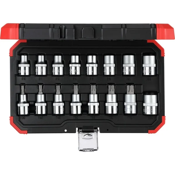 GEDORE Red Steckschlüssel-Satz 1/2", Sechsrund, 16-teilig (rot/schwarz, E10 - T70)