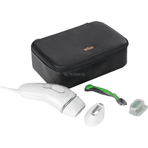Braun Silk-expert Pro IPL PL5145, Haarentferner (weiß/silber, inkl. Tasche + Breiter Aufsatz + Gillette Body Rasierer)