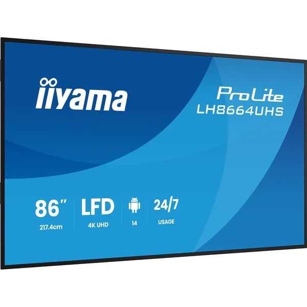 iiyama ProLite LH8664UHS-B3AG, Public Display (schwarz (matt), UltraHD/4K, IPS, HDMI, USB-C, USB-Hub)