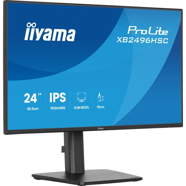 iiyama ProLite XB2496HSC-B1, LED-Monitor (60.5 cm (24 Zoll), schwarz (matt), FullHD, IPS, HDMI, DP, USB-C, USB-Hub, 144Hz Panel)