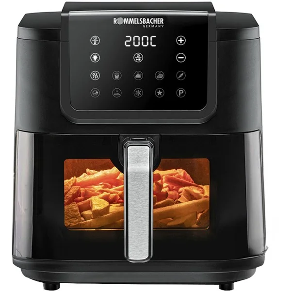 Rommelsbacher Heißluftfritteuse FRH 1700 XXL (schwarz, 1.700 Watt, Korb 8 Liter, mit Sichtfenster)