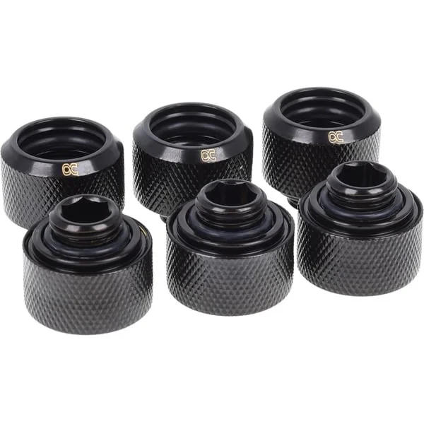 Alphacool Eiszapfen 16mm HardTube Anschraubtülle G1/4, Schrauben-Set (schwarz, für Acryl- Messingrohre, 6 Stück)