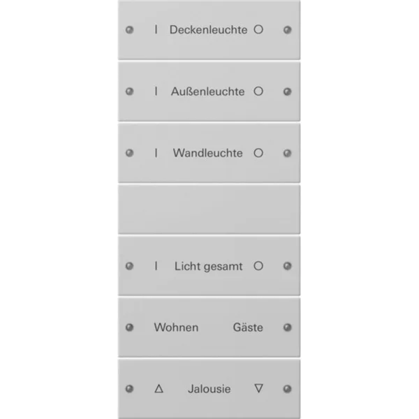 Gira Wippenset sechsfach drei plus drei beschreibbar lackiert matt, Tastatur (grau, Retail)