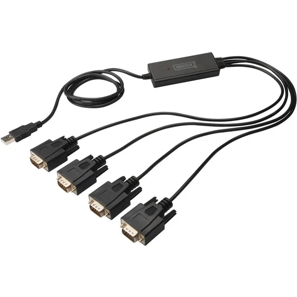 Digitus USB 2.0 Adapterkabel, USB-A Stecker > 4x Seriell RS232 Stecker (schwarz, 1,5 Meter)