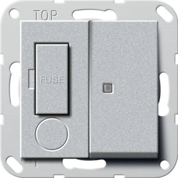 Gira Fused outlet 13 Ampere with control light British Standard, Steckdose (aluminium, Retail)