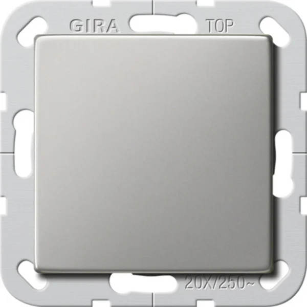 Gira Wippschalter British Standard Ausschalter zwei polig mit Wippe und Tragring (edelstahl, Retail)