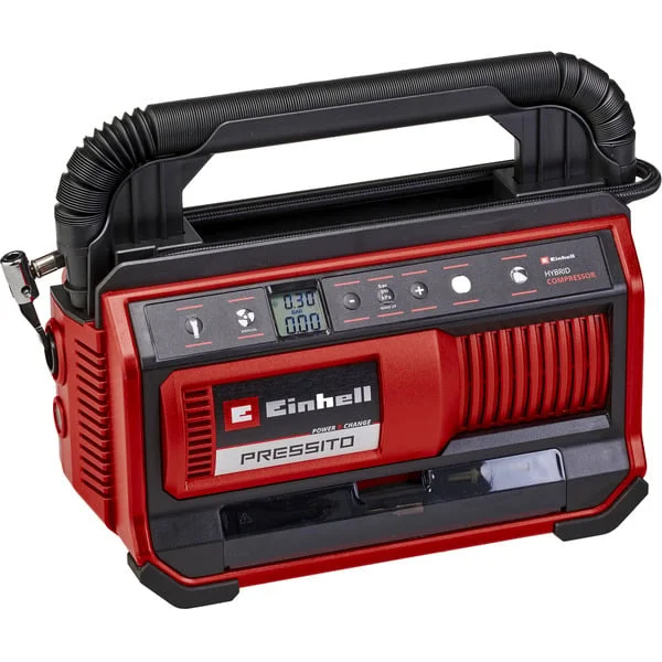 EINHELL Power X-Change Hybrid-Kompressor PRESSITO 18/25 Hybrid (rot/schwarz, 18Volt / 220Volt, ohne Akku und Ladegerät)