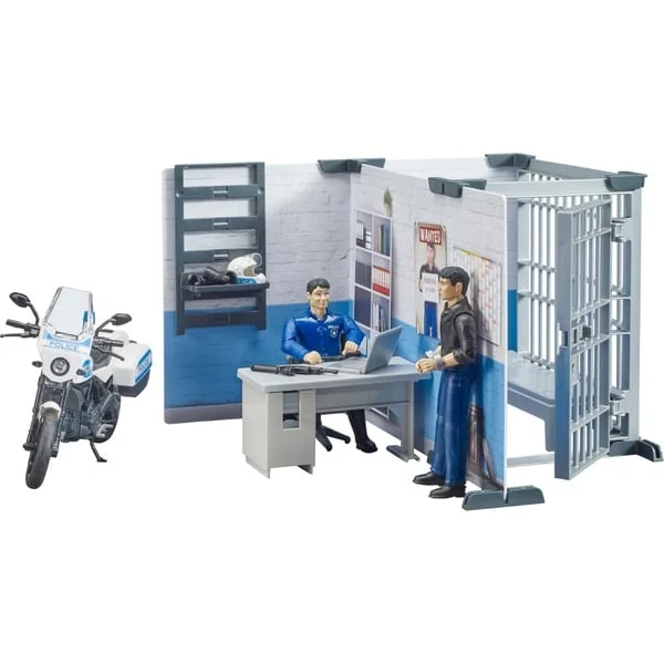 bruder 62732 bworld Polizeistation mit Polizeimotorrad, Spielfigur