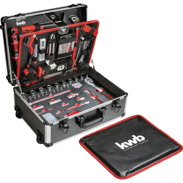 KWB Werkzeugkoffer Grundausstattung, 175-teilig, Werkzeug-Set (schwarz/aluminium, Trolley-Aluminiumkoffer)