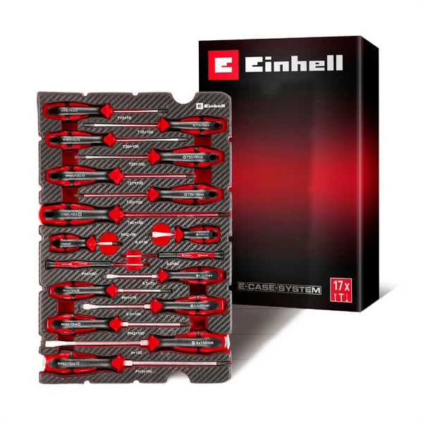 EINHELL Schraubendreher-Set, in E-Case-Einleger, Werkzeug-Set (schwarz/rot, 17-teilig)