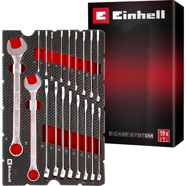EINHELL Gabelringschlüssel-Set, in E-Case-Einleger, Werkzeug-Set (19-teilig)