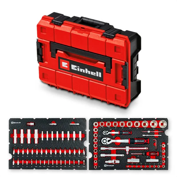 EINHELL E-Case Werkzeugkoffer Werkstatt, 92-teilig, Werkzeug-Set (schwarz/rot)