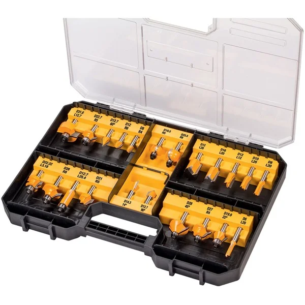 DEWALT Fräser-Set DT90017, 22-teilig (schwarz/gelb, 8mm Schaft)