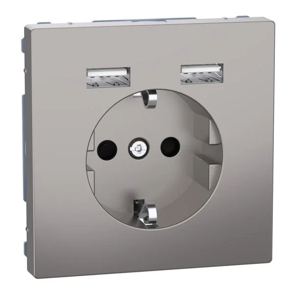Merten Schutzkontakt Steckdose mit USB Ladegerät (nickel, Retail)