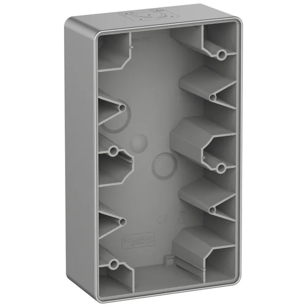 Merten Aufputzgehäuse zweifach (aluminium, Retail)