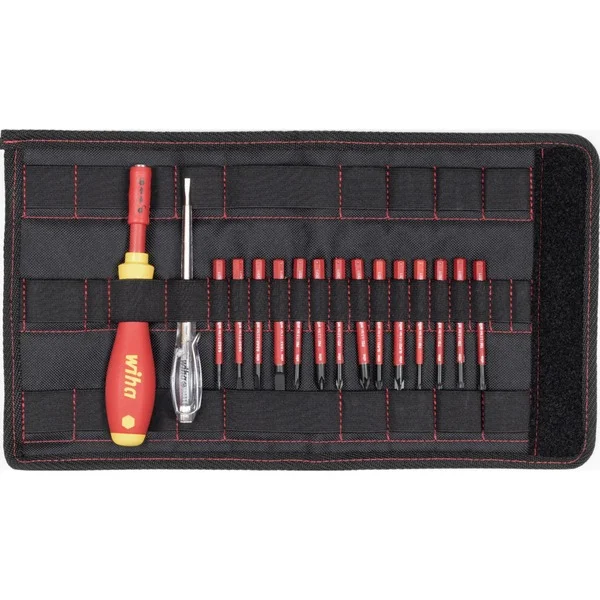 Wiha Schraubendreher mit Bithalter electric slimVario Starter-Set (rot/gelb, 17-teilig, mit slimBits)