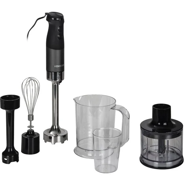 Kenwood Triblade XL Pro Stabmixer HBM80.322BK (schwarz/anthrazit, 1.200 Watt, mit Zerkleinerer und Schneebesen)