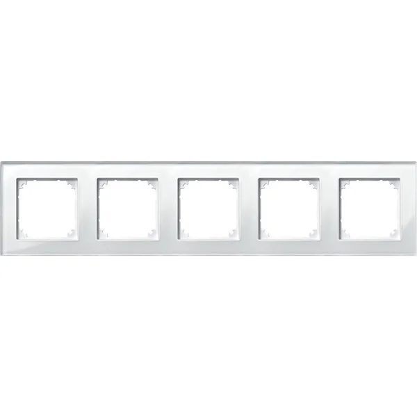 Merten Rahmen Glas 5-fach waagerecht senkrecht (weiß (glänzend), Retail)