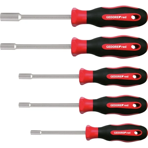 GEDORE Red 2K-Steckschlüssel-Satz, 5-teilig (rot/schwarz, SW 6mm - 13mm)