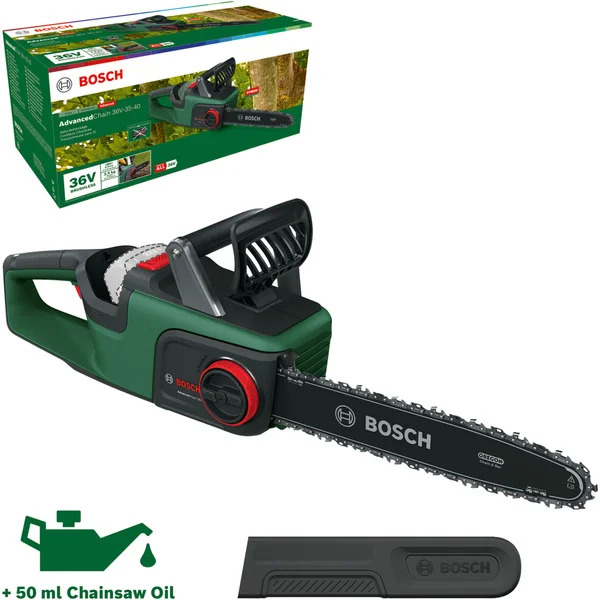 Bosch Heimwerken & Garten Akku-Kettensäge AdvancedChain 36V 35-40 Solo, 36Volt (grün/schwarz, ohne Akku und Ladegerät, POWER FOR ALL)