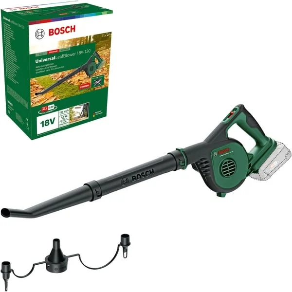 Bosch Heimwerken & Garten Akku-Laubbläser Universal LeafBlower 18V-130 Solo, 18Volt (grün/schwarz, ohne Akku und Ladegerät, POWER FOR ALL ALLIANCE)