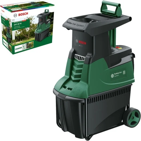 Bosch Heimwerken & Garten Leisehäcksler AXT 25 TC, Turbine-Cut (grün/schwarz, 2.500 Watt)