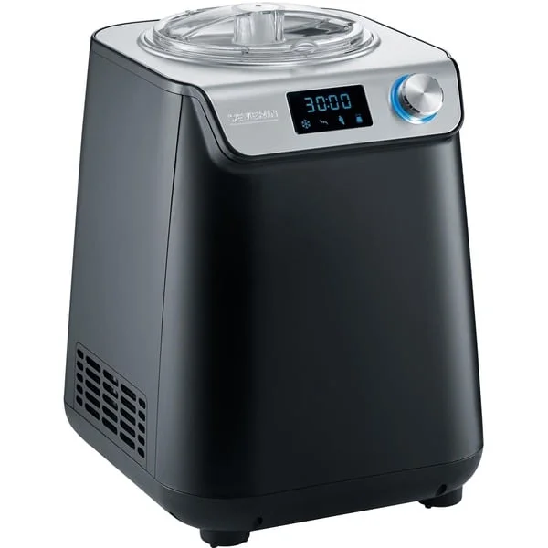 Severin Kompakt Eismaschine & Joghurtbereiter EZ 7407 (schwarz (matt)/silber, für 1.200ml Eiscreme, 135 Watt Kompressor)