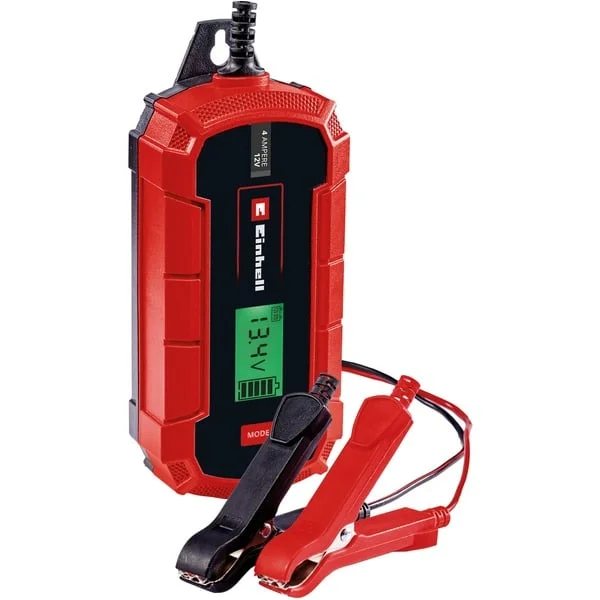 EINHELL Batterie-Ladegerät CE-BC 4 M (rot/schwarz, für Kfz- und Motorradbatterien)