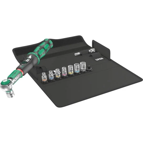 Wera Drehmomentschlüssel Safe-Torque A1 Set 1, 10‑teilig (schwarz/grün, 1/4" Vierkant, 2-12 Nm)