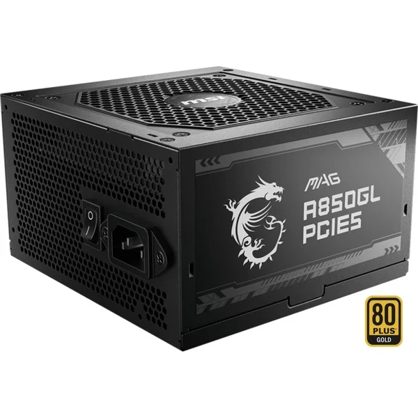 MSI MAG A850GL PCIE5, PC-Netzteil (schwarz, 1x 12VHPWR, 4x PCIe, Kabelmanagement, 850 Watt)