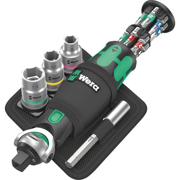 Wera 8009 Zyklop Pocket Set 2, 18-teilig, Bit-Satz (schwarz/grün, Umschaltknarre für 3/8", 1/4")