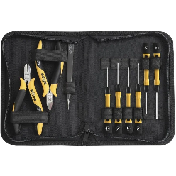 Wiha Werkzeug-Set ESD (rot/gelb, 10-teilig, mit Tasche)