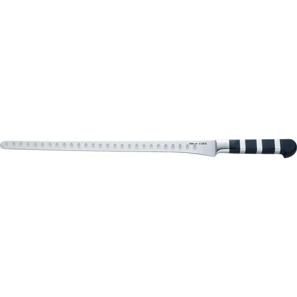 DICK Serie 1905 Lachs- / Schinkenmesser flexibel, Kullenschliff, 32cm (schwarz/silber)