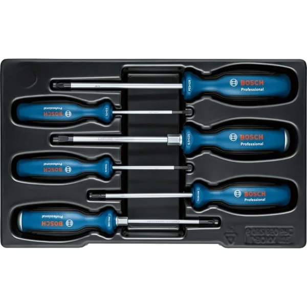 Bosch Professional Schraubendreher-Set SL/PH/PZ/TX Professional, 6-teilig (blau/schwarz, 2x mit Schlagkappe)