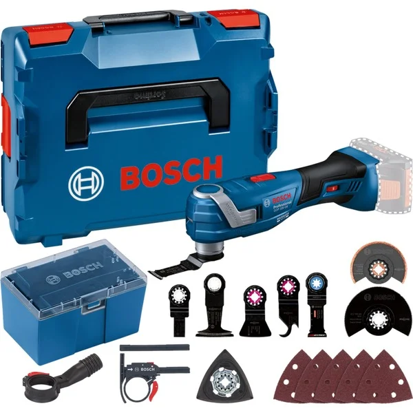 Bosch Professional Akku-Multi-Cutter GOP 18V-34 Solo Professional, 18Volt, Multifunktions-Werkzeug (blau/schwarz, ohne Akku und Ladegerät, L-BOXX + Zubehör-Box)
