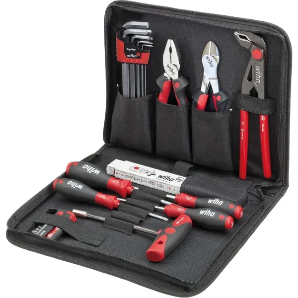 Wiha Werkzeug-Set Mechaniker (schwarz/rot, 32-teilig, mit Tasche)