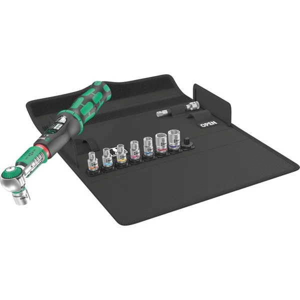 Wera Drehmomentschlüssel Safe-Torque A 1 Imperial Set 1, 10‑teilig (schwarz/grün, 1/4" Vierkant, 2-12 Nm, zöllig)
